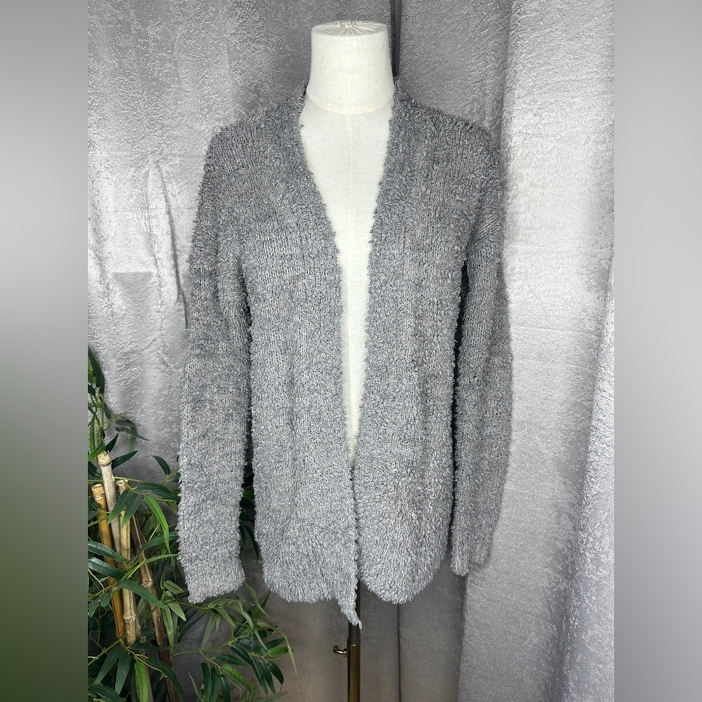 Hollister Women’s Fringe Knit Open Front Cardigan Gray Sz XS